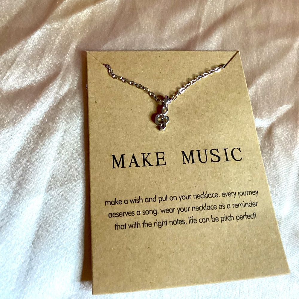 Silver Music Note Necklace - Picture 2 of 2